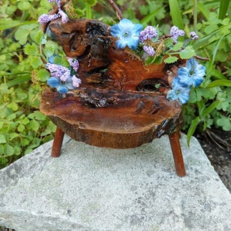 Floral Blue Fairy Bench with live edge handmade by Sprouted Dreams11