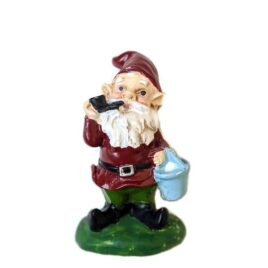 Red Gnome with Bucket and Pipe