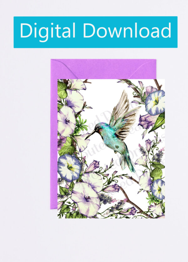 Hummingbird Spring Card digital download
