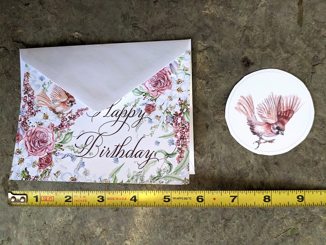 Floral Birthday Card with Flying Bird (1)